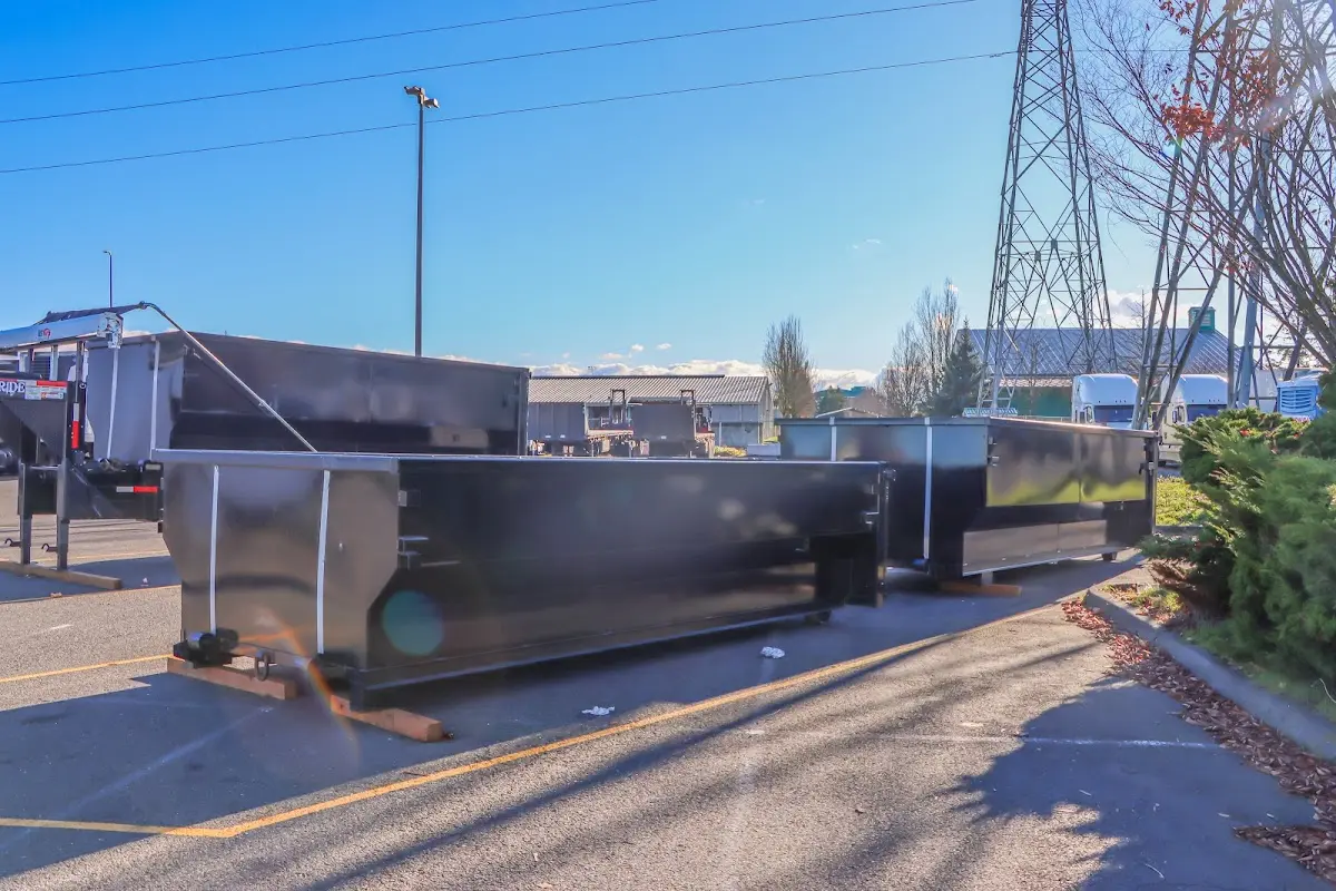 Roll-off dumpster ready for waste disposal at job site for Construction Dumpster Rental in Sansom Park